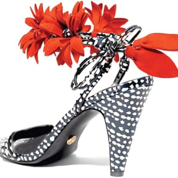 Cecelia New York Sonah Print Red Flower Heels, NIB 9 - Picture 2 of 4